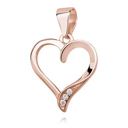 Pandantiv argint placat cu aur roz inimioara cu pietre DiAmanti Z1176C_RG-DIA (Argint 925‰ 0,9 g.)